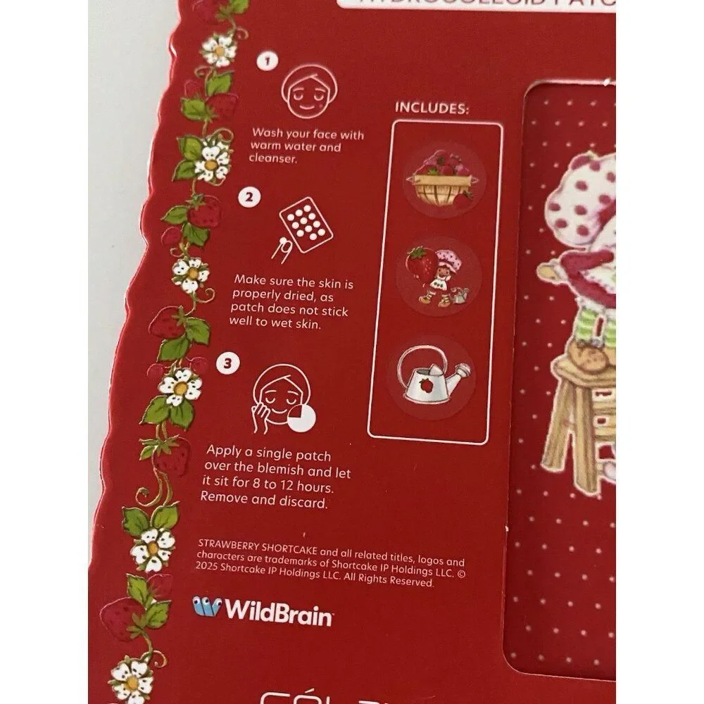 Strawberry Shortcake‎ Spot Patches With Keychain And Reusable Case Red 18 ct NEW